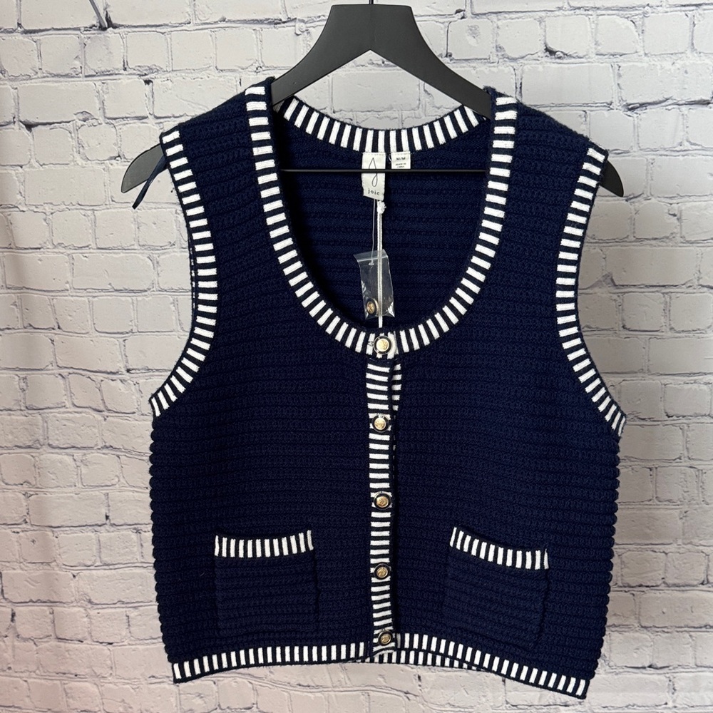 Joie Navy / White Knit Vest